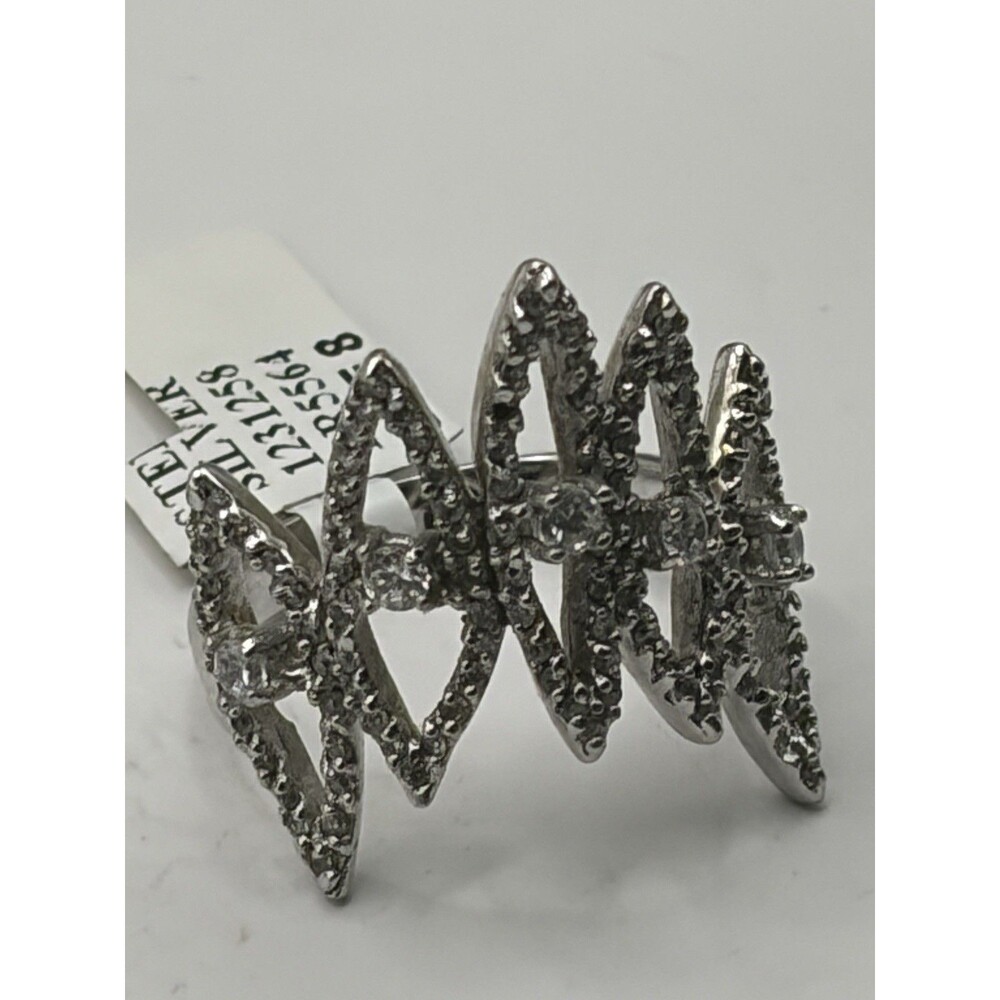 5 oval CZ Ring  cluster Sterling Silver  Size 8 nwt 925
